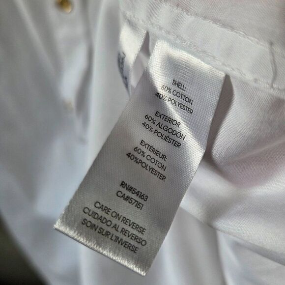 EUC CALVIN KLEIN WHITE WITH GOLD BUTTONS BUTTON DOWN SHIRT SIZE LARGE WOMEN - Picture 11 of 13